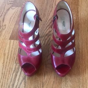 Prada women dared red peep toe sandals